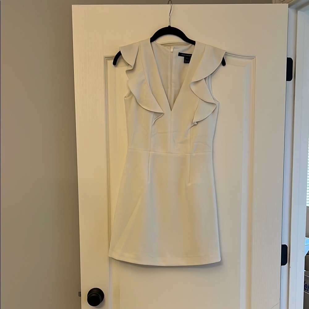 French Connection White Ruffle Cocktail Dress